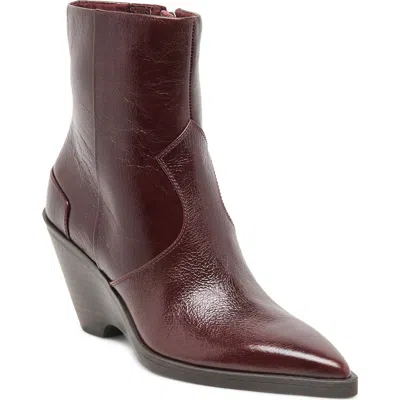 Dolce Vita Ashtin Leather Wedge Bootie In Burgundy