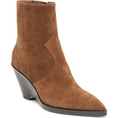 Dolce Vita Ashtin Leather Wedge Bootie In Brown