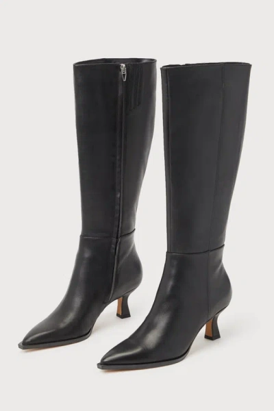 Dolce Vita Auggie Black Leather Pointed-toe Knee-high High Heel Boots