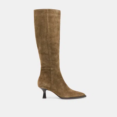 Dolce Vita Auggie Boots Olive Suede In Brown