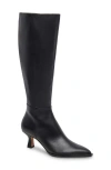 Dolce Vita Auggie Pointed Toe Knee High Boot In Black Leather
