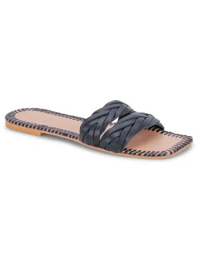 Dolce Vita Avanna Womens Leather Slip On Slide Sandals In Black