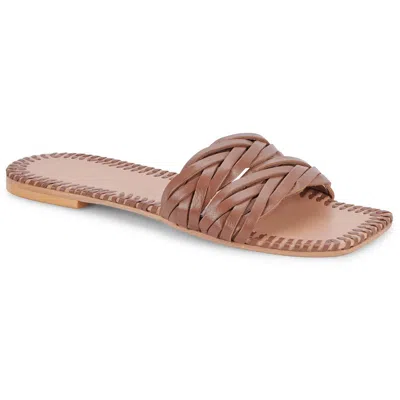 Dolce Vita Avanna Womens Leather Slip On Slide Sandals In Brown