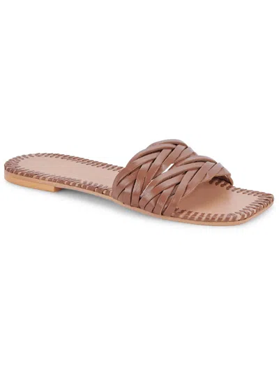 Dolce Vita Avanna Womens Leather Slip On Slide Sandals In Brown