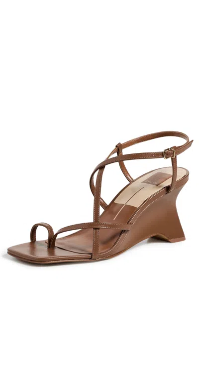 Dolce Vita Aylee Wedge Sandals Cognac Leather In Brown