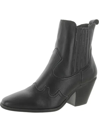 Dolce Vita Ballad Womens Faux Leather Ankle Boot Cowboy, Western Boots In Black