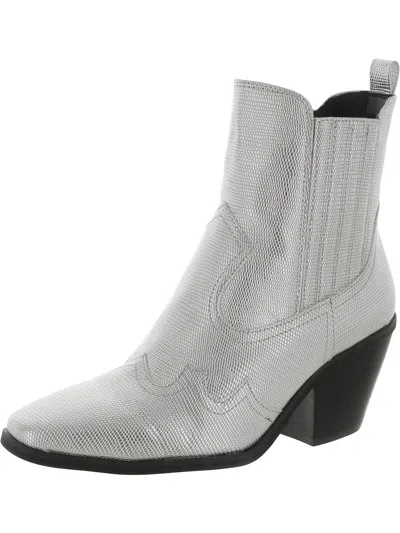 Dolce Vita Ballad Womens Faux Leather Ankle Boot Cowboy, Western Boots In White
