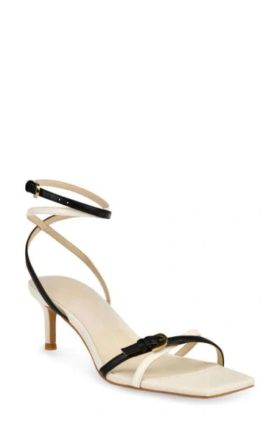 Dolce Vita Bamby Ankle Strap Sandal In White/black Leather