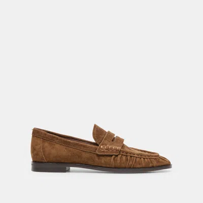 Dolce Vita Baxen Loafers In Chestnut Suede Size 5 By  In Animal Print