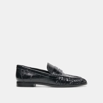 Dolce Vita Baxen Loafers In Noir Embossed Leather Size 5 By  In Animal Print