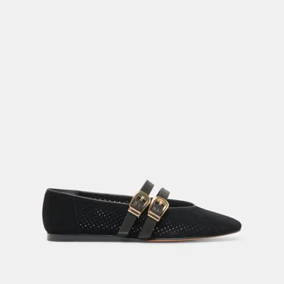 Dolce Vita Baylee Ballet Flats Onyx Perforated Suede