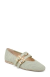 Dolce Vita Baylee Buckle Ballet Flats In Jade Perforated Suede