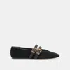 Dolce Vita Baylee Wide Ballet Flats Onyx Perforated Suede