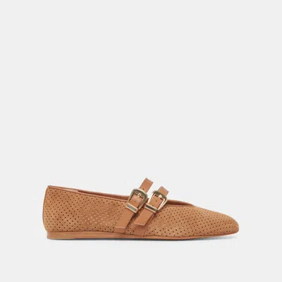 Dolce Vita Baylee Wide Ballets Flats Pecan Perforated Suede