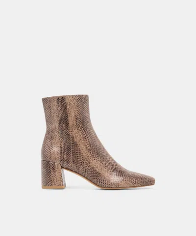 Dolce Vita Bayra Booties In Snake Tan Embossed Leather Size 6 By  In Multi