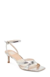 Dolce Vita Becki Ankle Strap Sandal In Silver Distressed Leather