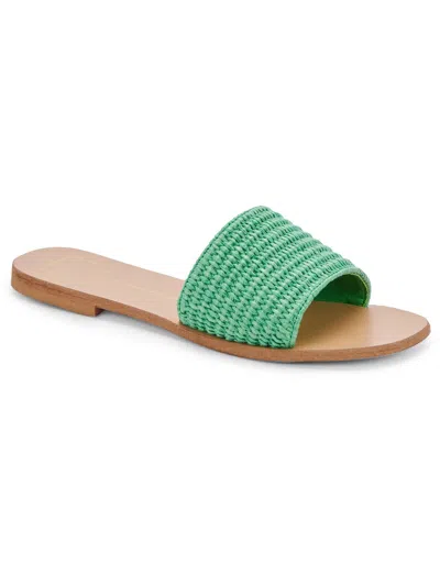 Dolce Vita Belle Womens Leather Open Toe Slide Sandals In Green