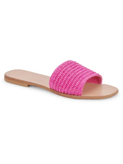Dolce Vita Belle Womens Leather Open Toe Slide Sandals In Pink