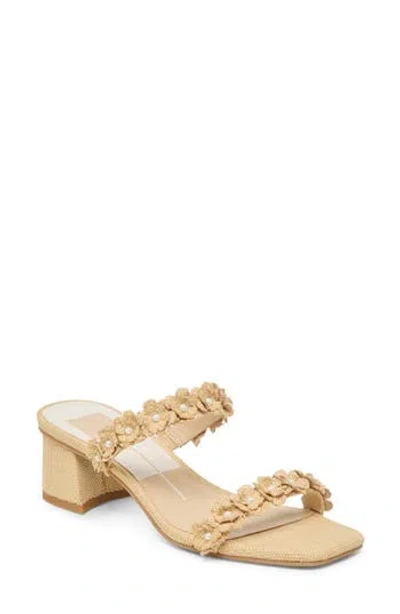 Dolce Vita Bensen Faux Pearl Slide Sandal In Natural Raffia