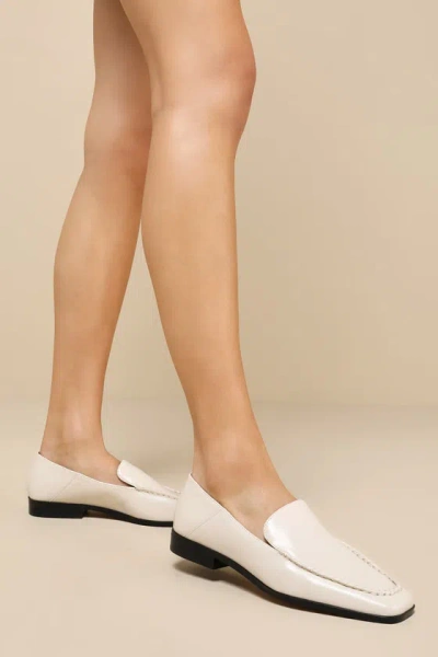 Dolce Vita Beny Ivory Crinkle Patent Leather Square Toe Loafers