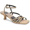 Dolce Vita Bev Braid Womens Adjustable Leather Heels In Black,natural Raffia