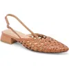 Dolce Vita Birdie Pointed Toe Slingback Flat In Tan Woven Leather