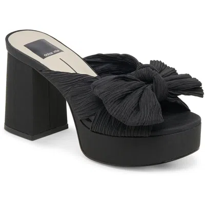Dolce Vita Blare Womens Bow Manmade Platform Heels In Onyx Satin