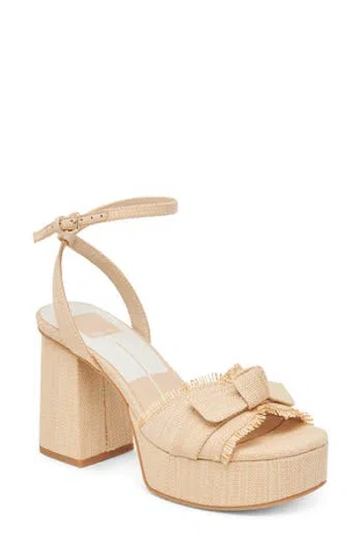 Dolce Vita Blithe Platform Sandal In Natural Raffia