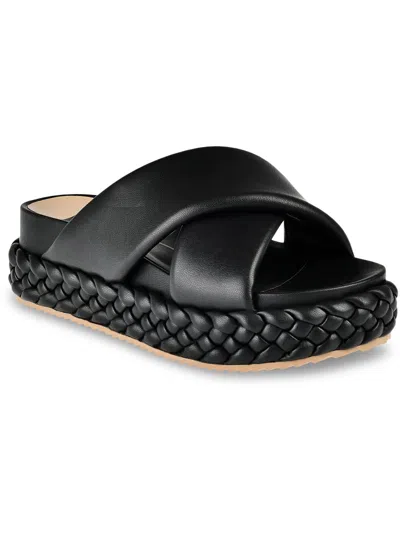 Dolce Vita Blume Womens Faux Leather Slip On Slide Sandals In Black