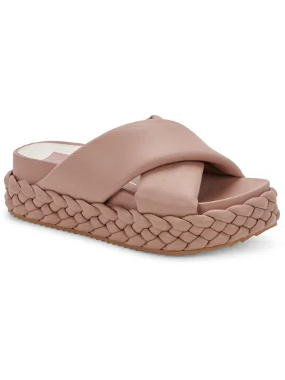 Dolce Vita Blume Womens Faux Leather Slip On Slide Sandals In Multi