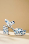 Dolce Vita Bobby Pearl Printed Satin Platform Heels In Blue