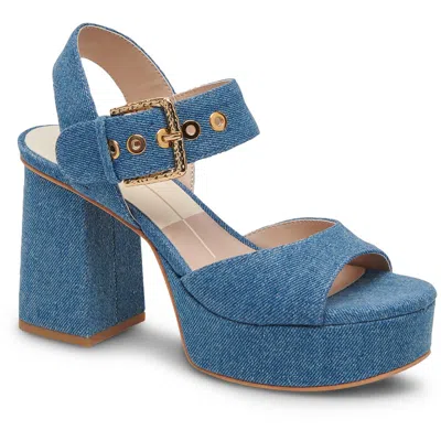 Dolce Vita Bobby Womens Suede Ankle Strap Block Heel In Blue