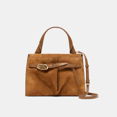 Dolce Vita Borgo Handbag In Dark Tan Suede By