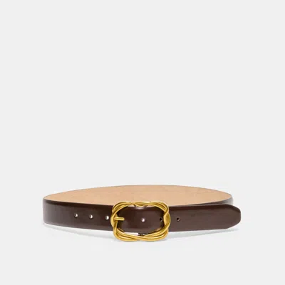Dolce Vita Braided Buckle Belt In Mahogany Gold Size Xl/2xl By  In Brown