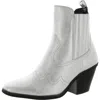 Dolce Vita Brazos Womens Faux Leather Embossed Ankle Boots In Silver