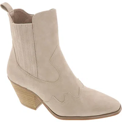 Dolce Vita Brazos Womens Faux Leather Embossed Ankle Boots In White