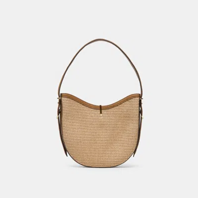 Dolce Vita Bree Shoulder Bag In Tan Woven Raffia By
