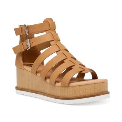 Dolce Vita Breva Fisherman Womens Brown Buckle Platform Sandals Zogg3394