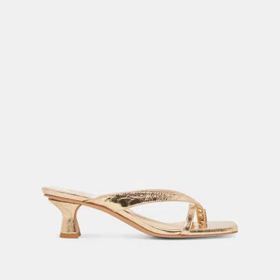Dolce Vita Brevel Heels Gold Distressed Leather