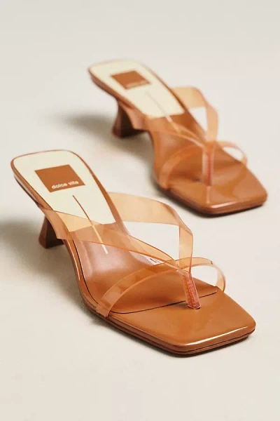Dolce Vita Brevel Jelly Flip-flop Heeled Sandals In Brown
