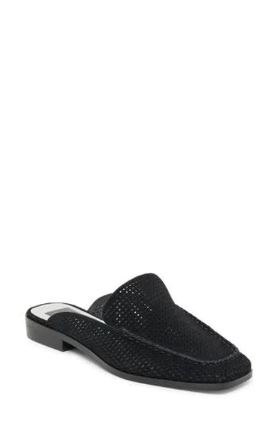Dolce Vita Brevyn Perforated Mule In Onyx Perforated Suede