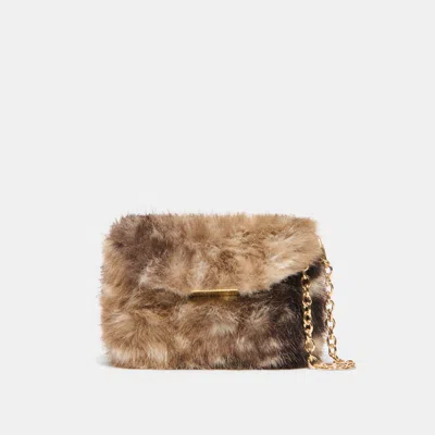 Dolce Vita Brindi Crossbody Wallet Bag In Fawn Faux Fur By