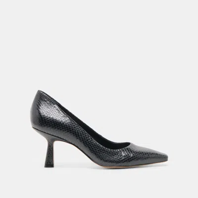 Dolce Vita Briona Heels Onyx Embossed Leather In Black