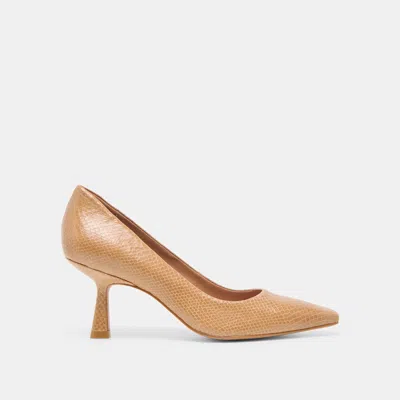 Dolce Vita Briona Heels Whiskey Embossed Leather In Brown