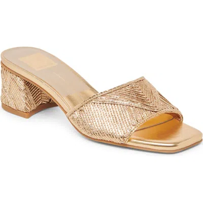 Dolce Vita Briton Deco Block Heel Sandal In Gold