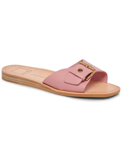 Dolce Vita Cabana Womens Leather Slip On Slide Sandals In Pink