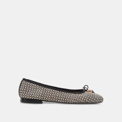 Dolce Vita Cacy Ballet Flats White Black Raffia