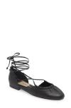 Dolce Vita Cancun Ankle Tie Flat In Black Leather