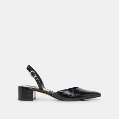 Dolce Vita Carel Heels Midnight Crinkle Patent Leather In Black