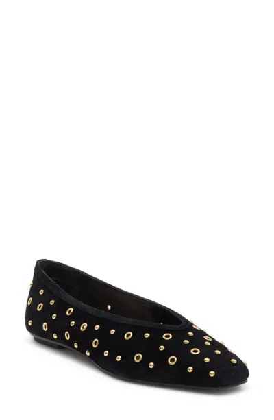 Dolce Vita Caret Stud Leather Ballet Flat In Black
